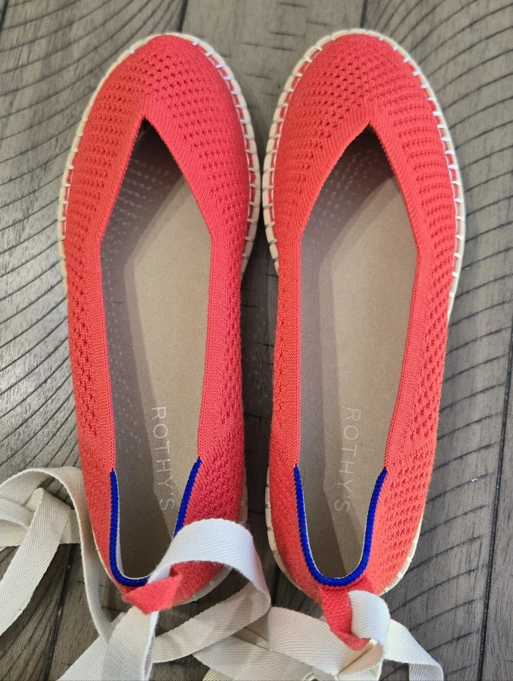 *Brand New* Rothy's Red Knit Espadrille Ballet Flats with Ankle Tie